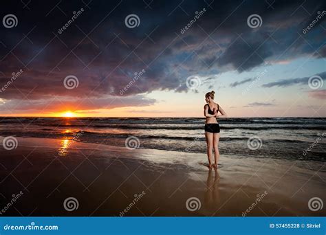Beach Yoga Session By Polish Sea Stock Photo Image Of Exercising Holidays