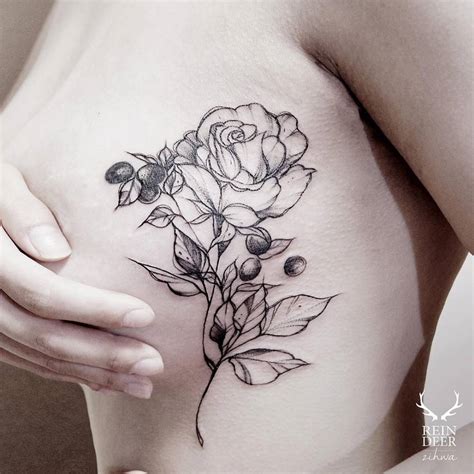 Side Tattoo Of A Rose