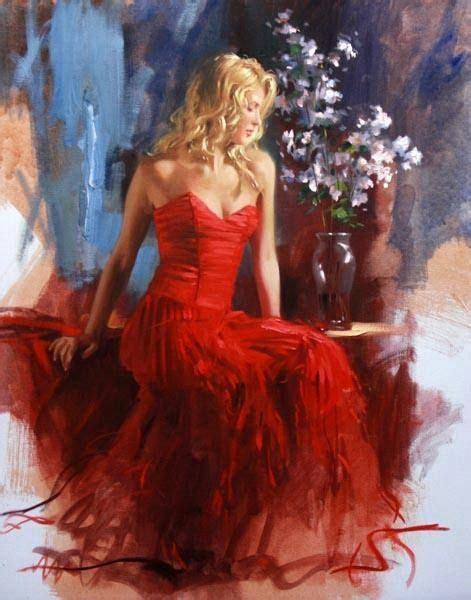 A Lovely Portrait In Red Woman Painting Lady In Red Art