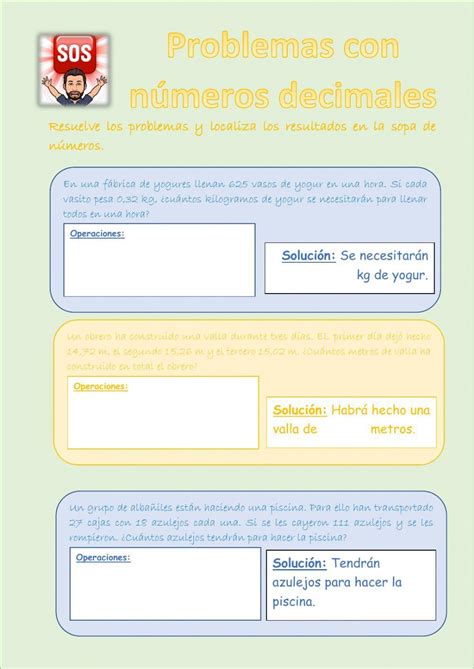 Problemas Con Decimales Exercise Live Worksheets