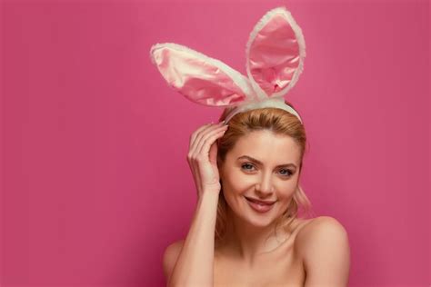 Premium Photo Young Woman With Bunny Ears Rabbit Girl Celebrating Easter