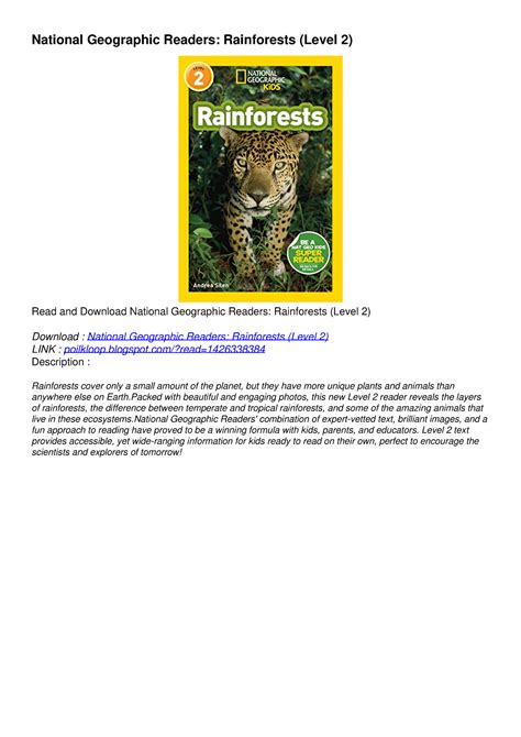 Read Ebook Pdf National Geographic Readers Rainforests Level 2