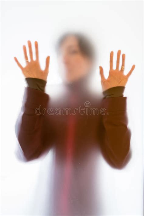 Shadowy Human Figure Behind A Frosted Glass Stock Image Image Of