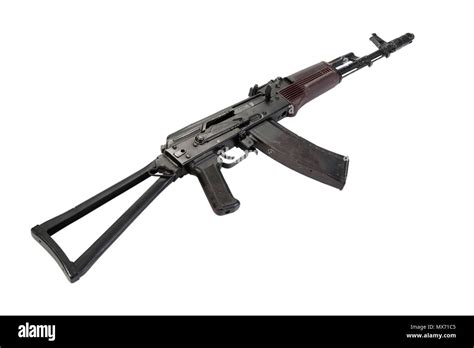 Kalashnikov Assault Rifle Aks74 Isolated On A White Background Stock
