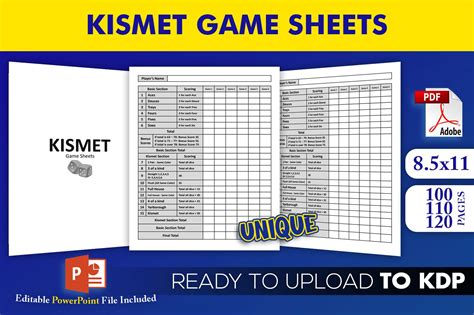 Printable Kismet Game Sheets Kdp Interior Template Editabl 903650