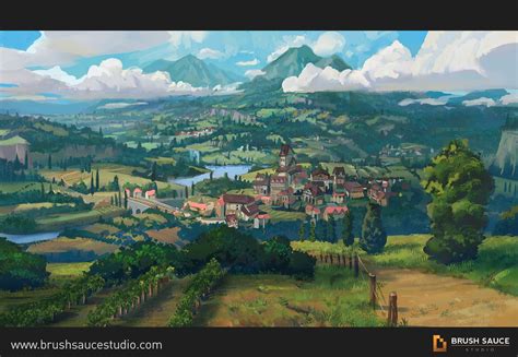 Artstation Rolling Hills Commission Tyler Edlin Fantasy Landscape