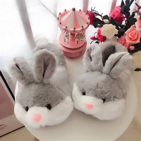 Hausschuhe Ladies Super Cute Bunny Rabbit Soft Fluffy Faux Fur Mule