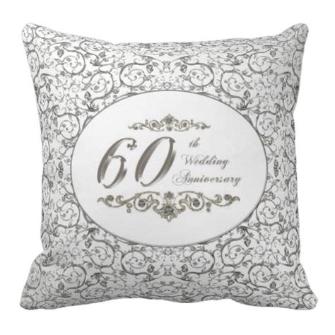 60th Wedding Anniversary Throw Pillow Cotton Anniversary