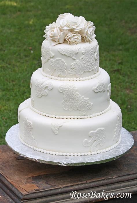 Vintage Antique Lace Wedding Cake With Sugar Roses Rose Bakes