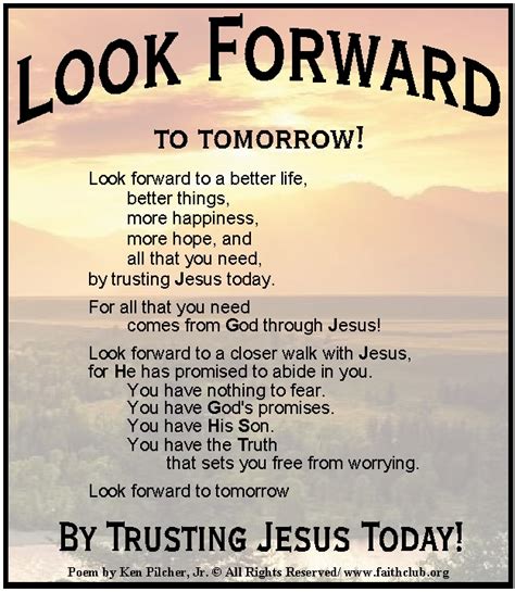 Look Forward To Tomorrow By Trusting Jesus Today Wisdom Bible
