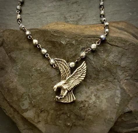 Vintage Sterling Silver Eagle Pendant Necklace Silver Bird Etsy