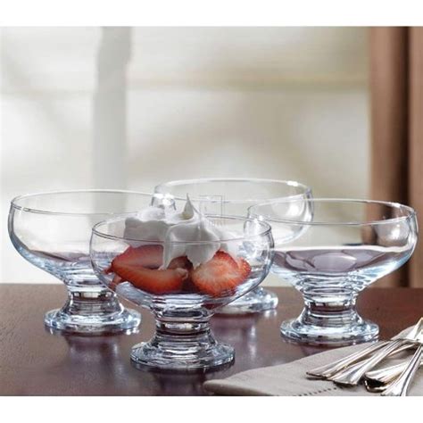 Home Essentials 4 Piece Set Essentials Home Footed Glass Dessert Dishes Bowls Clear Check