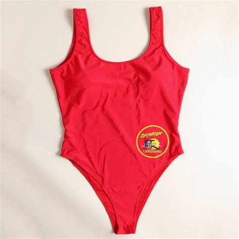 free shipping american baywatch one piece swimsuit women female sexy party red bathing suit