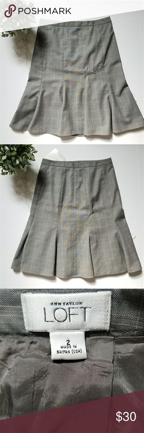 Ann Taylor Loft Gray Plaid Skirt Ann Taylor Loft Gray Plaid Skirt Waist Flat Inches Widest