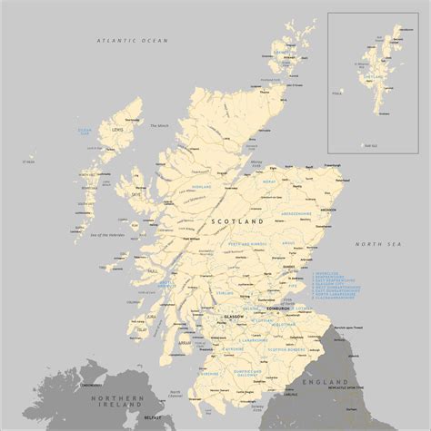 Plan your trip around scotland with an interactive map. Political map of Scotland - royalty free editable vector ...