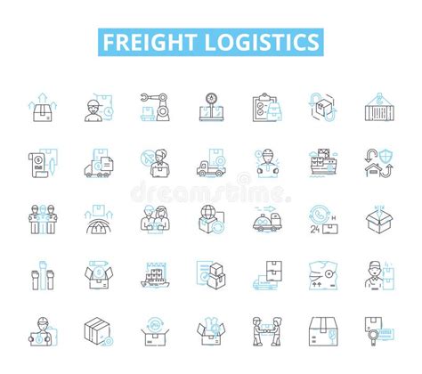 Freight Logistics Linear Icons Set Shipping Transport Supply Chain