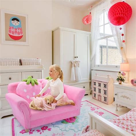 Tobbi Pink Toddler Sofa Strawberry Armrest Kids Chair Lounge Children