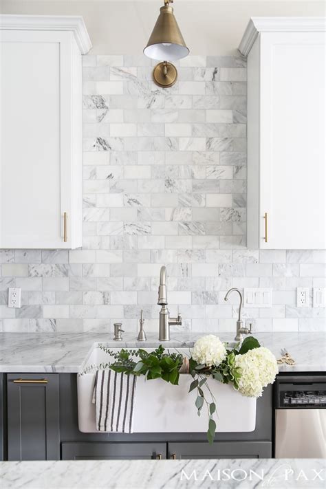 Spain beige marble crema marfil stone tiles kitchen wall tiles marble kitchen pictures kitchen decor kitchen design medallion bathroom wall til picture. Gray and White and Marble Kitchen Reveal - Maison de Pax