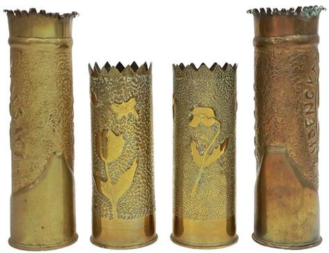 4 French Wwi Era Trench Art Artillery Shell Vases Sold At Auction On