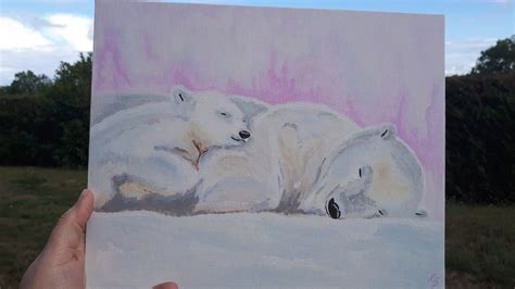 Acrylic Paint Polar Bear And Teddy Bear Etsy