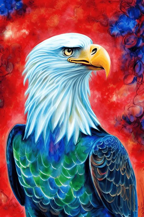 Vividly Colored American Bald Eagle Painting · Creative Fabrica