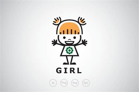 Cute Little Girl Logo Template Creative Logo Templates ~ Creative Market