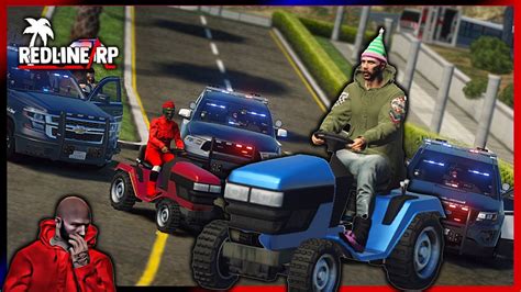 Gta 5 Roleplay Lawnmower Cop Chase Redlinerp Youtube