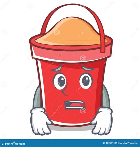 Afraid Bucket Character Cartoon Style Stock Vector Illustration Of Dust Face