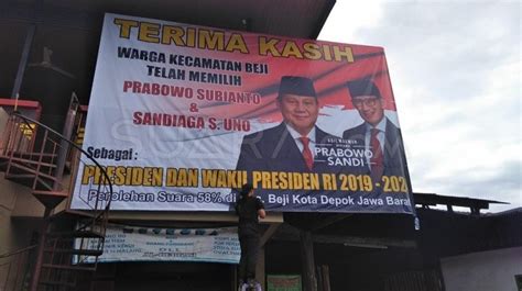 Usai Bogor Baliho Ucapan Selamat Prabowo Presiden Marak Di Depok
