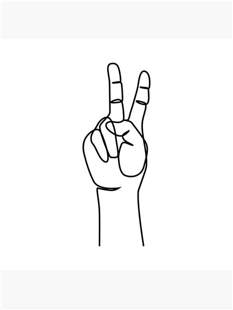 Peace Sign Hand One Line Art Drawing Poster For Sale By