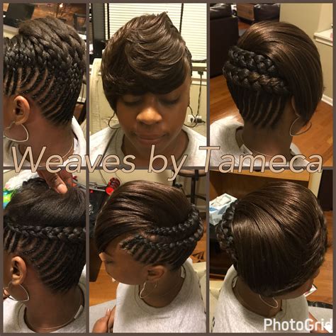 2 French Braids With Weave And Bang