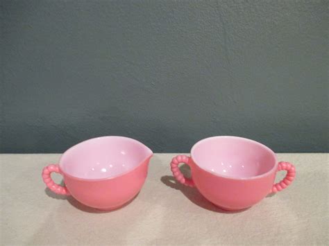 Vintage Hazel Atlas Pink Crinoline Sugar Bowl Creamer Etsy