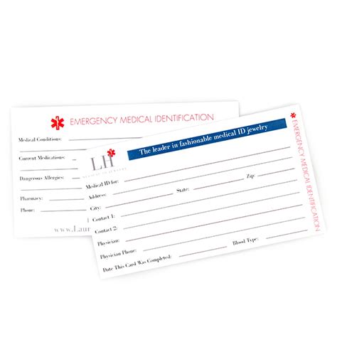 Medical clinic id cards template. Medical ID Wallet Cards | Lauren's Hope