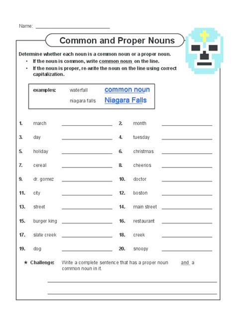 Common And Proper Nouns Worksheets Grade 4