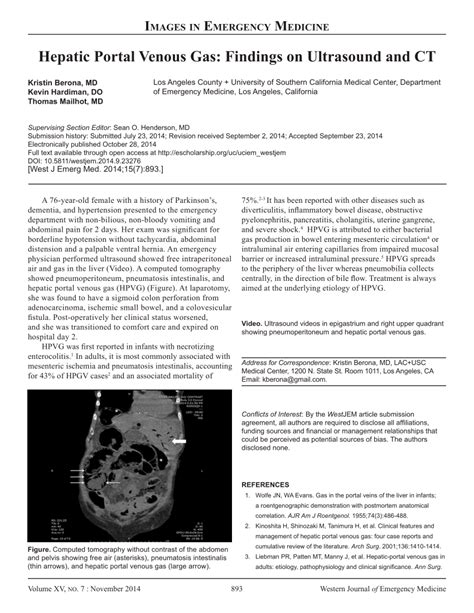 Pdf Hepatic Portal Venous Gas Findings On Ultrasound And Ct