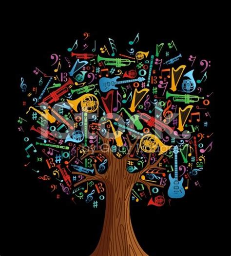 Abstract Musical Tree Made With Instruments Shapes Illustration