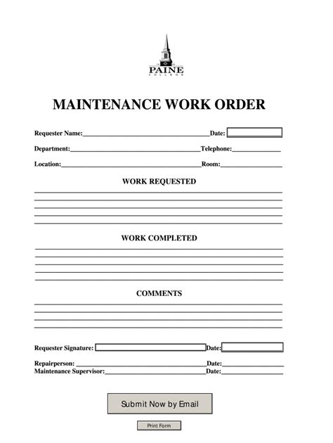 Industrial Maintenance Work Order Forms My Xxx Hot Girl