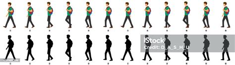 Student Walk Cycle Animation Sprite Sheet Stock Illustration Download