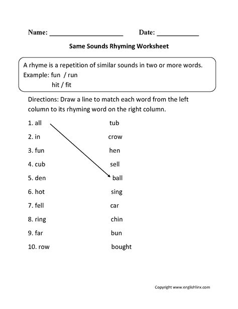 In second grade, your child will deepen their understanding of letters, sounds and words. Same Sounds Rhyming Worksheets | Rhyming words worksheets ...