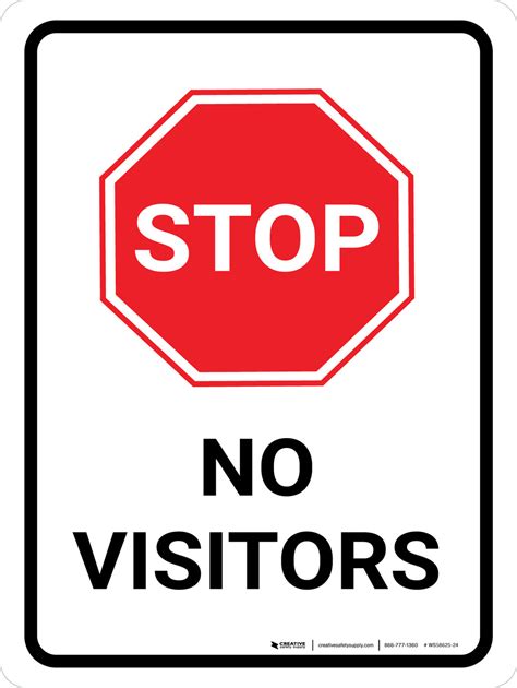 Stop No Visitors With Icon Portrait Wall Sign 5s Today