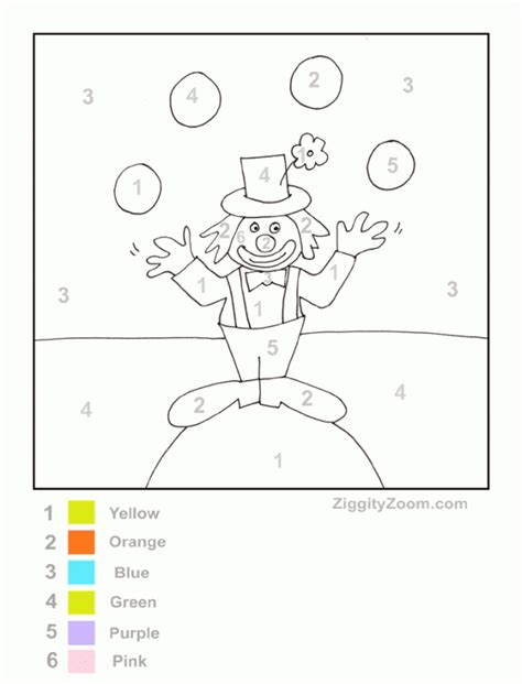 Color By Number Clown Ziggity Zoom Free Printable Color