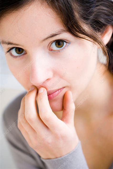 Shy Woman Stock Image C031 0006 Science Photo Library