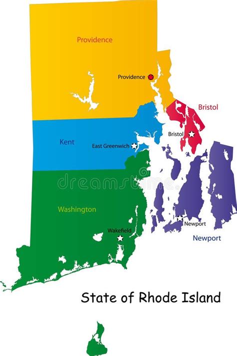 Map Of Rhode Island State Designed In Illustration With The Counties