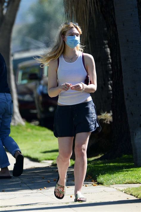 Elle Fanning Looks Comfy In Calvin Klein Shorts While Out In Sherman Oaks California