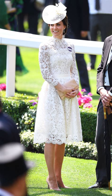 Kate Middleton Wears White Lace Alexander Mcqueen At Royal Ascot