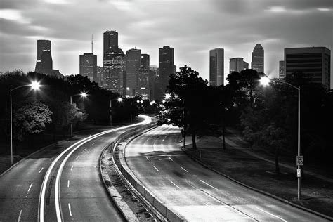 Houston Skyline In Black And White Photograph By Moreiso Fine Art