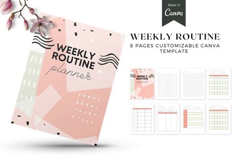 Weekly Routine Planner Customizable Canva Template