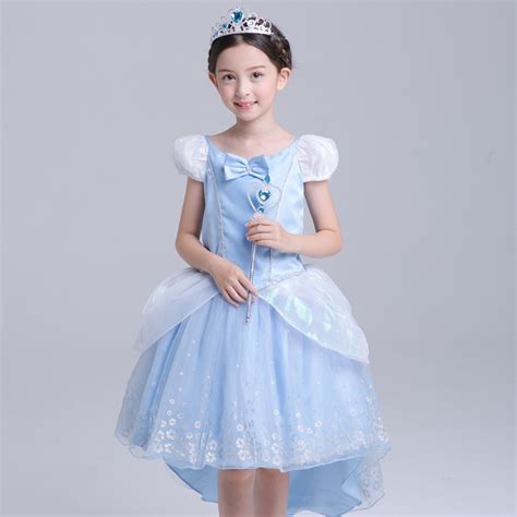 2017 New Cinderella Dress Girls Kids Children Halloween Cosplay