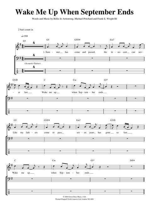 How To Play Wake Me Up When September Ends Guitar Tab Big Shot Webcast Picture Gallery