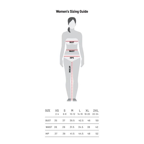 International Women Size Chart Measuring Guide For Xs 4xl